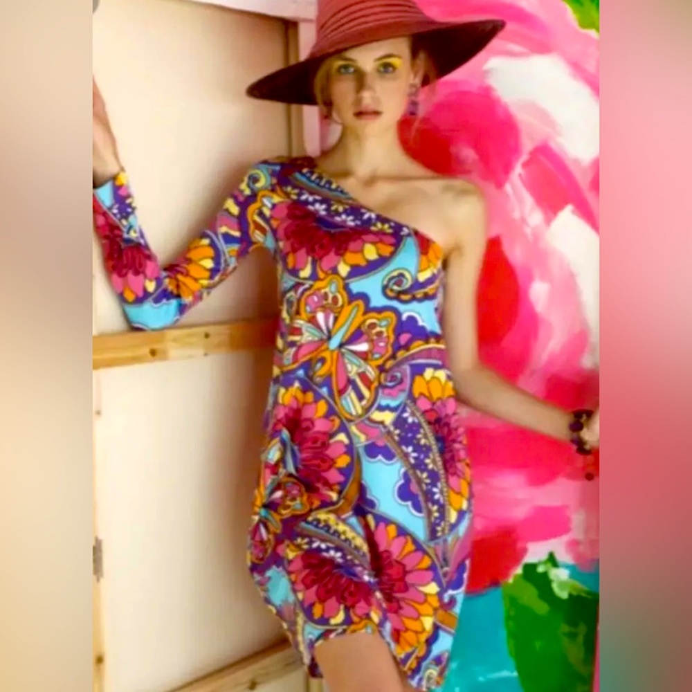 Lilly Pulitzer Whitaker One Shoulder Mini Dress — Colorful Resort Chic Statement
